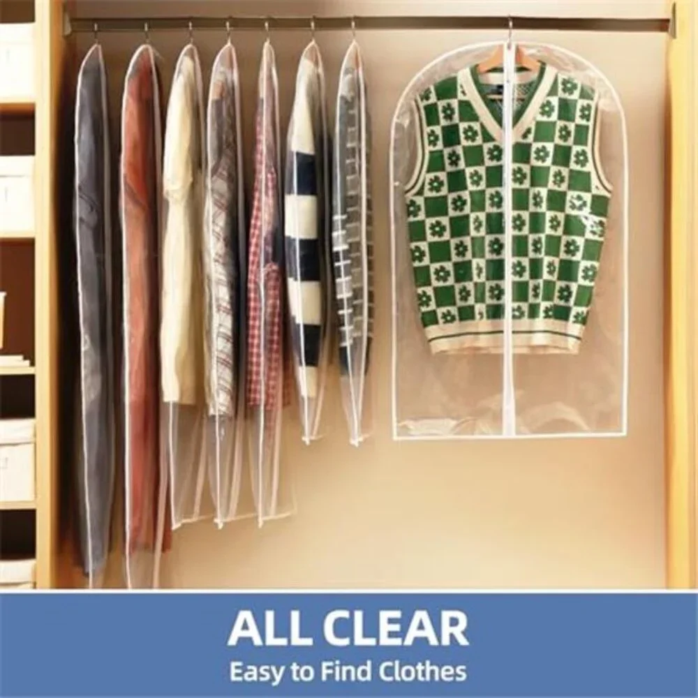 Clear Garment Bags For Hanging Clothes Suit Cover Closet Storage Zipper 12 Pack